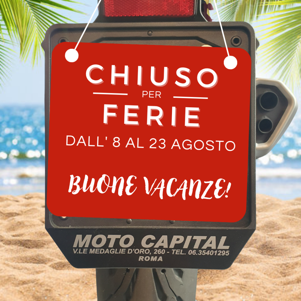 Cartello chiuso per ferie Post Instagram 2026 Chiuso per ferie dall'8 al 23 agosto 2026